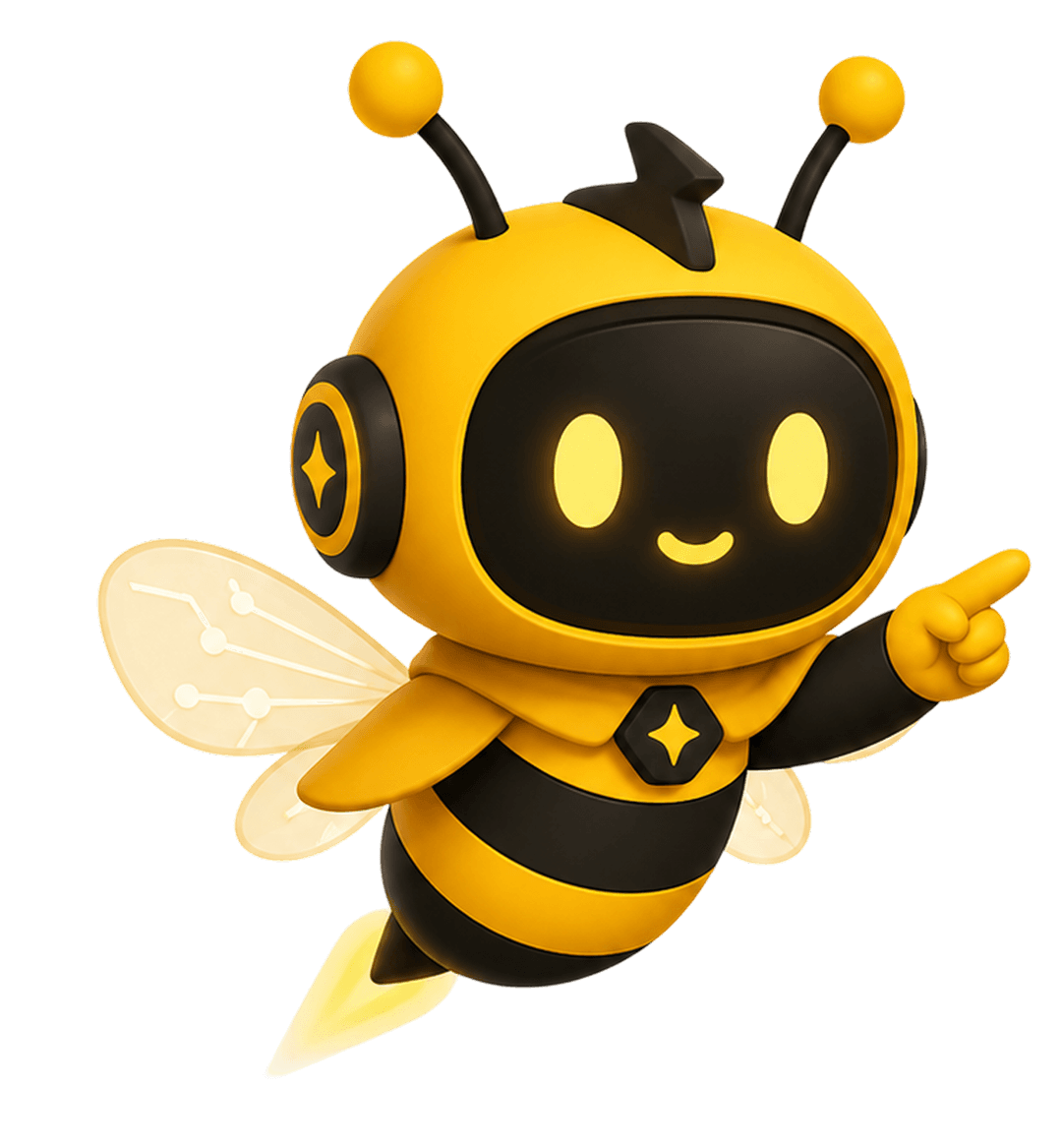 Exubee, the Stayantra AI mascot, in flight